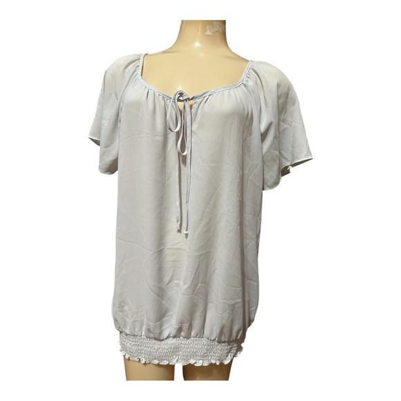 Sami & Jo Women's Pale Lavender Blouse, Banded Bottom, Sz Large - Picture 2 of 5